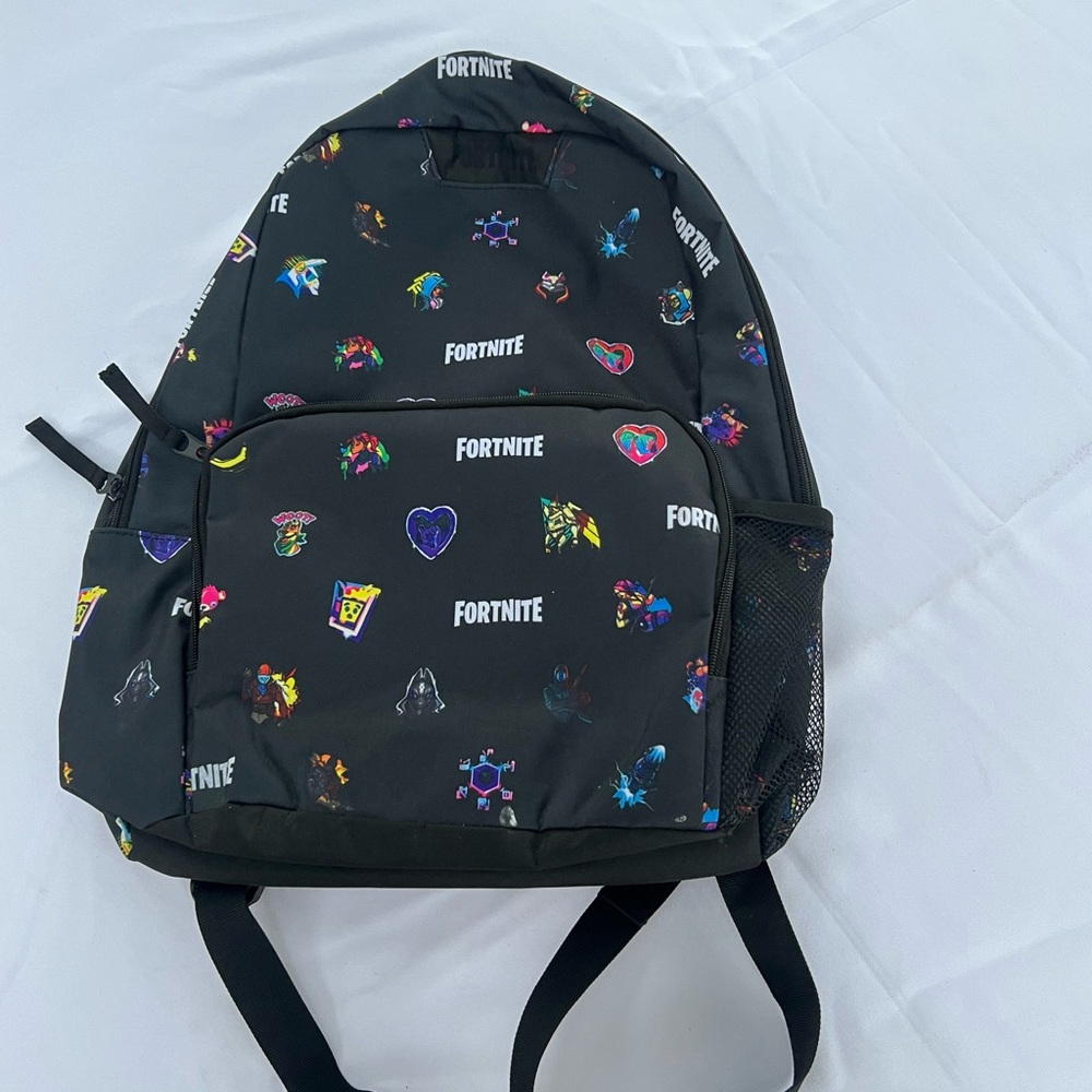 Kids' Black Backpack with Colorful Icons
